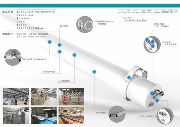 食品工廠專用燈(JC-LL0150)32W/42W/50W/80W DM—兆邑興業有限公司