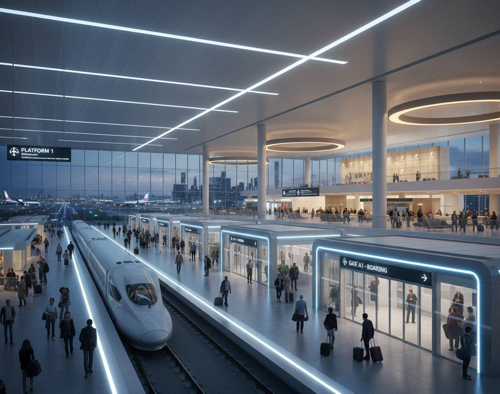 機場與車站照明設計指南:候機室、月台、登機門的引導性與節能照明策略(示意圖)