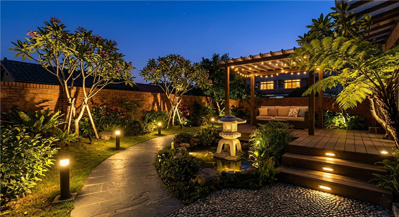 庭院造景燈怎麼選?打造質感戶外空間的照明設計指南(示意圖)